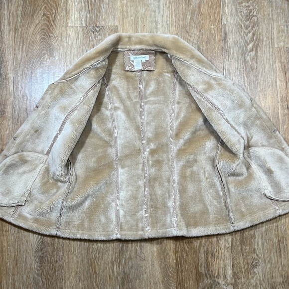 Coldwater Creek EUC Faux Fur & Suede Sleeveless Vest Tan Cream Women's Medium M - Picture 7 of 12